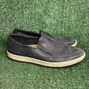Ecco Mens Shoes Black Leather Nubuck Loafers Comfort Slip On Shoe EU 47 US 13